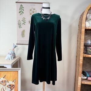 Vintage 80s 90s Green Velvet Mini Dress Witchy Whimsigoth Forest Dark Fairy 6P S